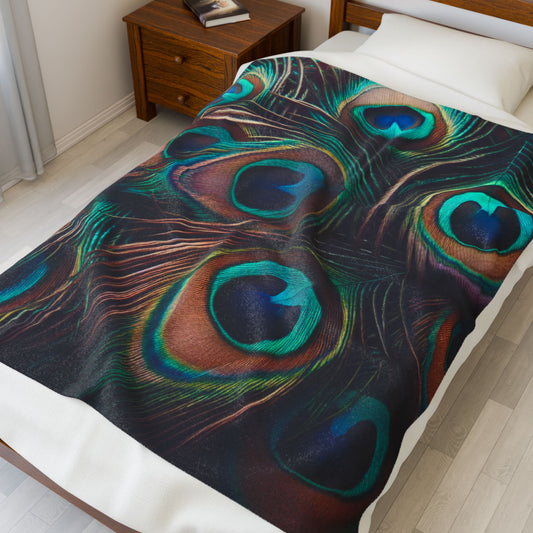 Peacock Velvet Plush Blanket - Cozy Home Decor