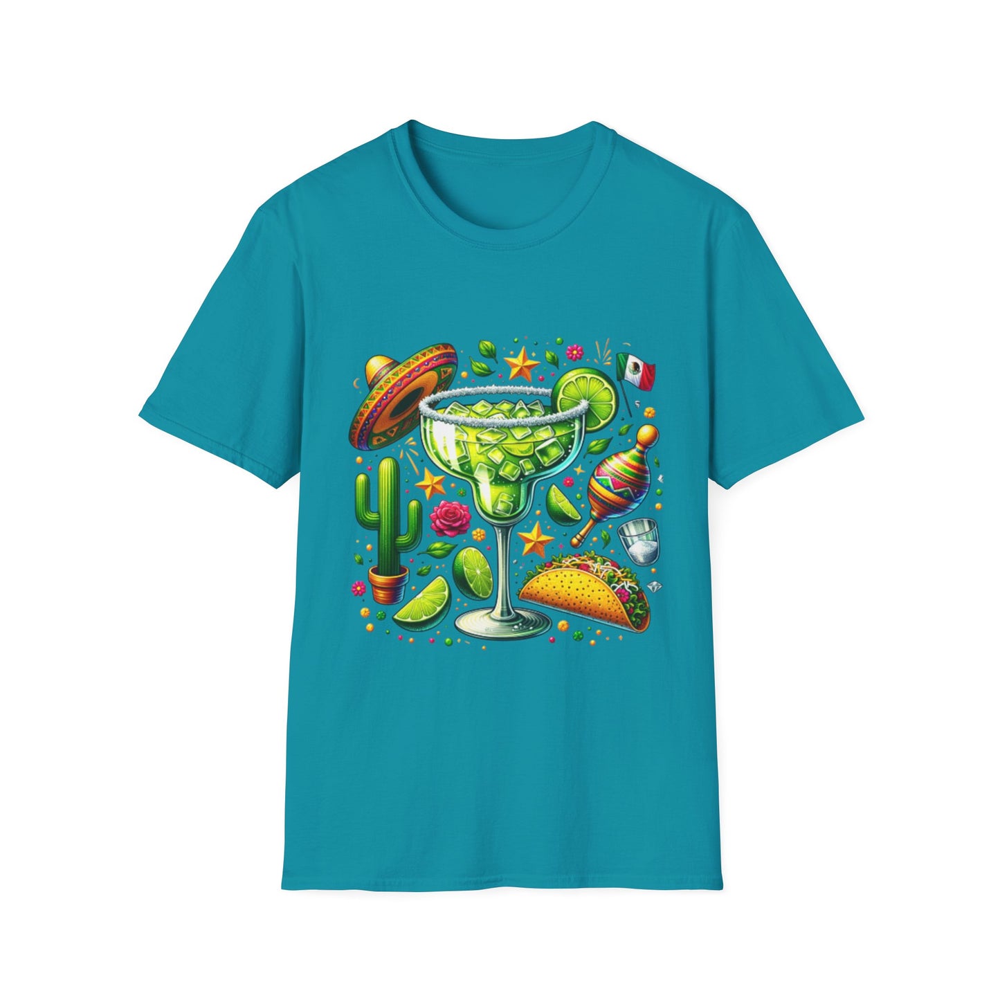 Fiesta Vibes Unisex Softstyle T-Shirt - Colorful Margarita Design