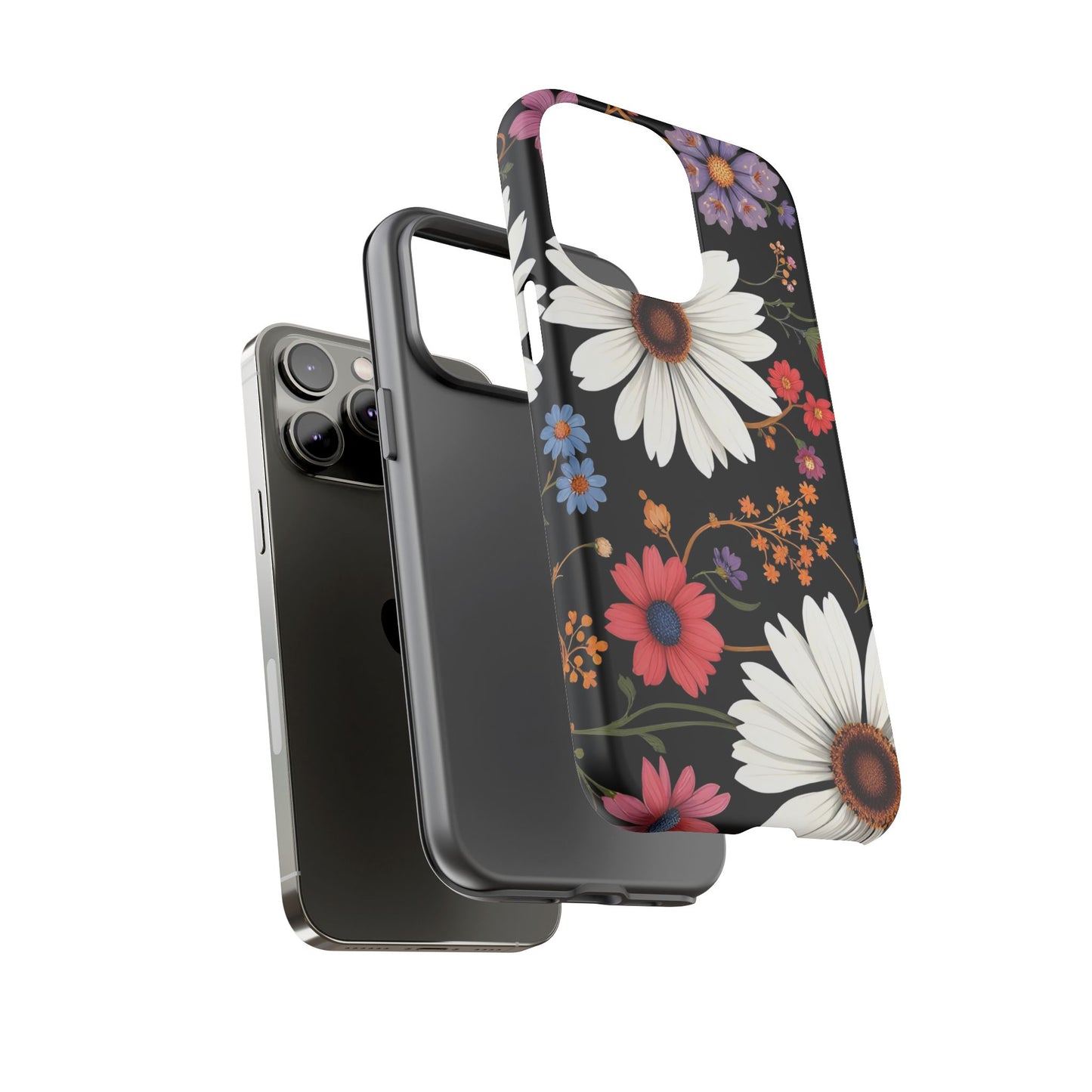 Floral Tough Phone Case - Elegant Daisy Design for Nature Lovers