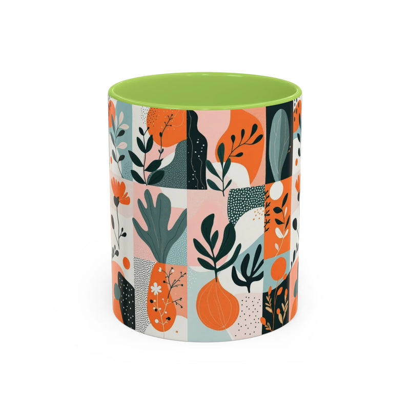 Botanical Accent Coffee Mug - Colorful Floral Design (11, 15oz)