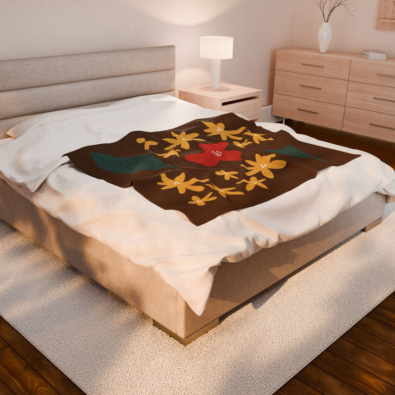 Cozy Floral Velveteen Plush Blanket