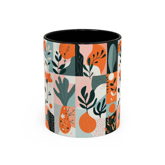 Botanical Accent Coffee Mug - Colorful Floral Design (11, 15oz)