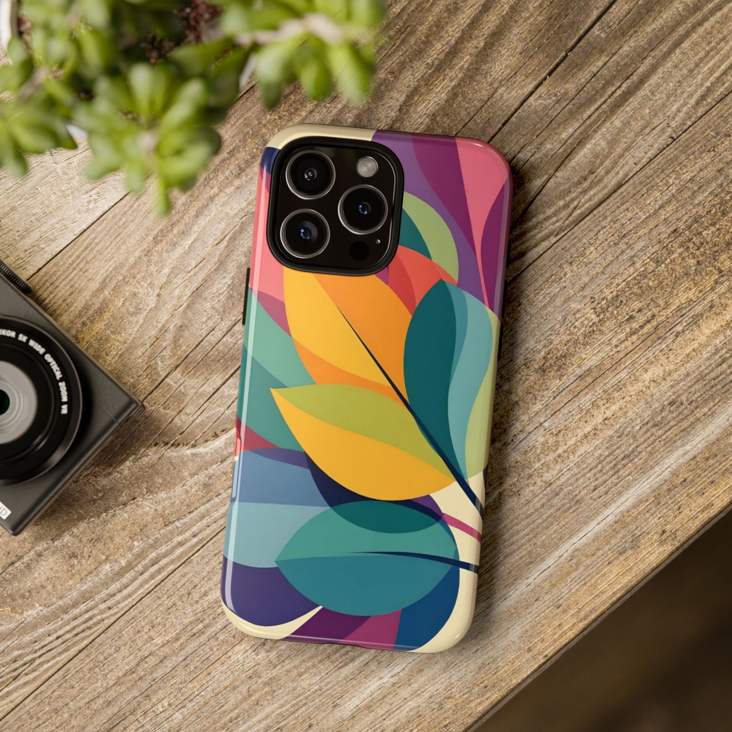 Colorful Leaf Phone Case, Tough TPU Cover, Eco-Friendly Design, Perfect Gift for Nature Lovers, Vibrant Floral Style