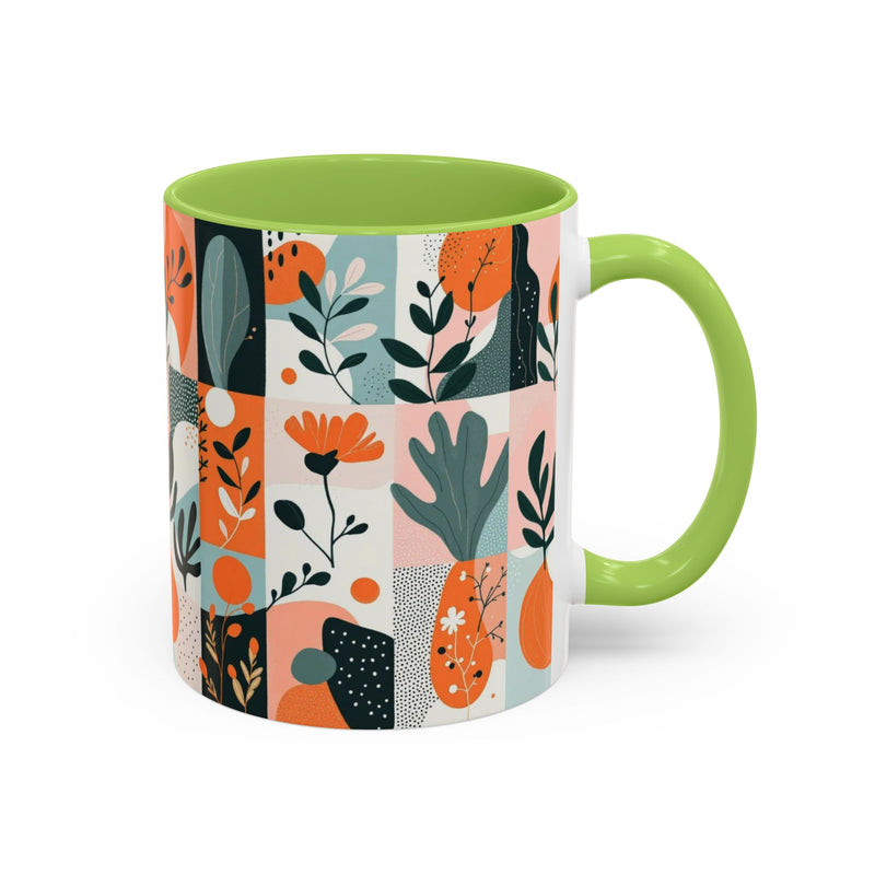 Botanical Accent Coffee Mug - Colorful Floral Design (11, 15oz)