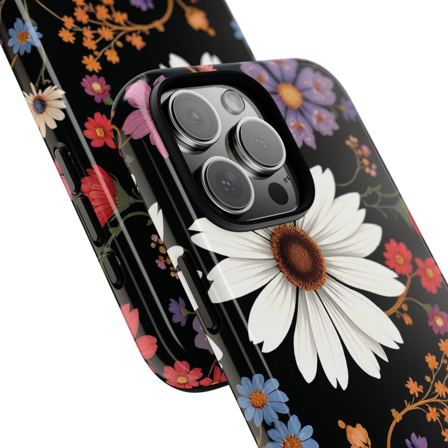 Floral Tough Phone Case - Elegant Daisy Design for Nature Lovers