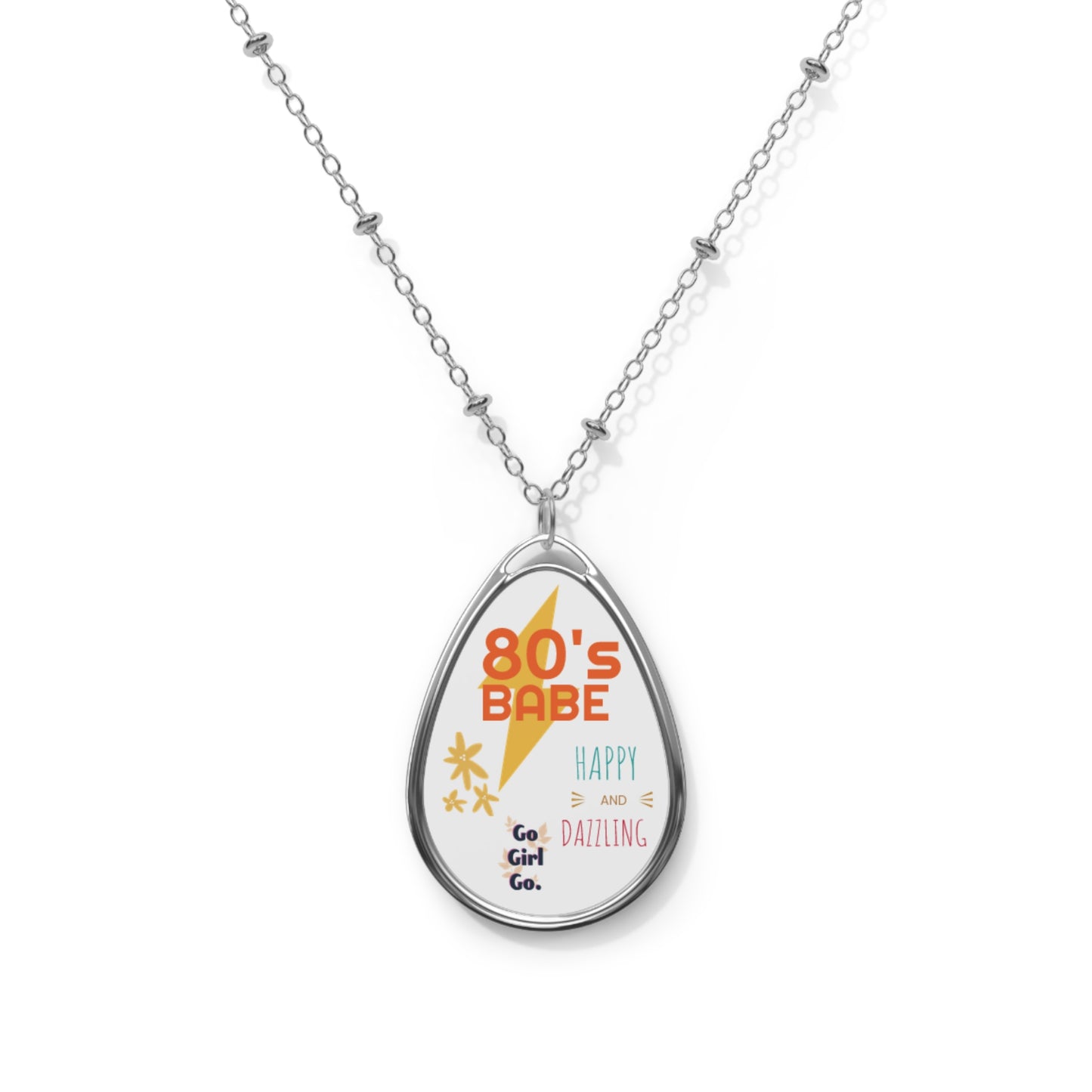 80's Babe Oval Necklace - Happy & Dazzling Jewelry for Retro Lovers