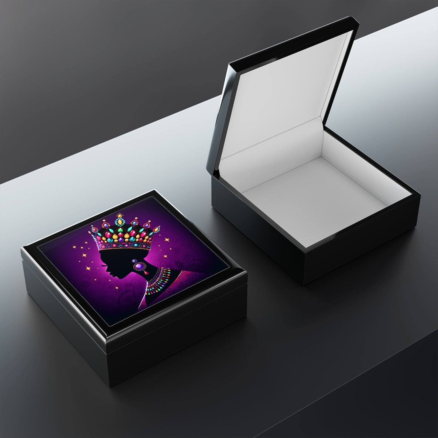 Elegant Crown Jewelry Box with Colorful Design - Perfect Gift for Her