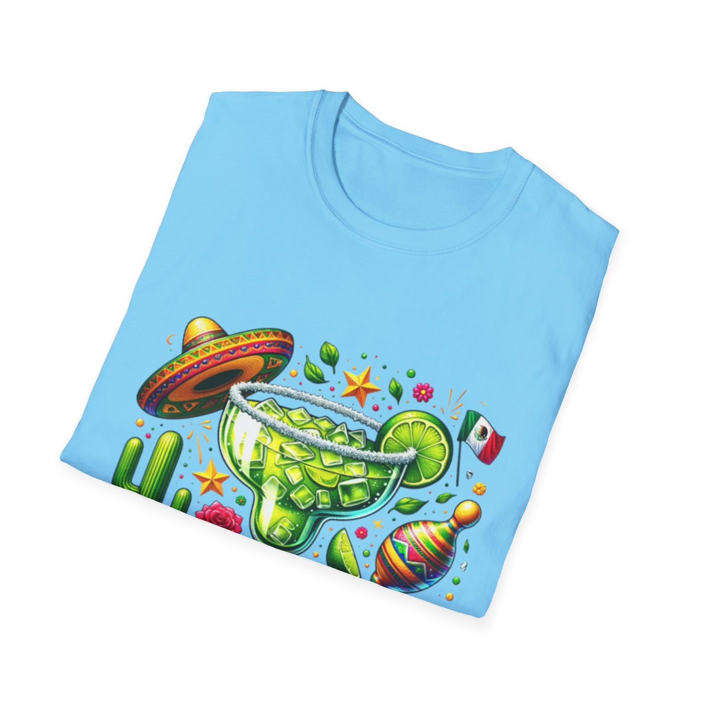 Fiesta Vibes Unisex Softstyle T-Shirt - Colorful Margarita Design