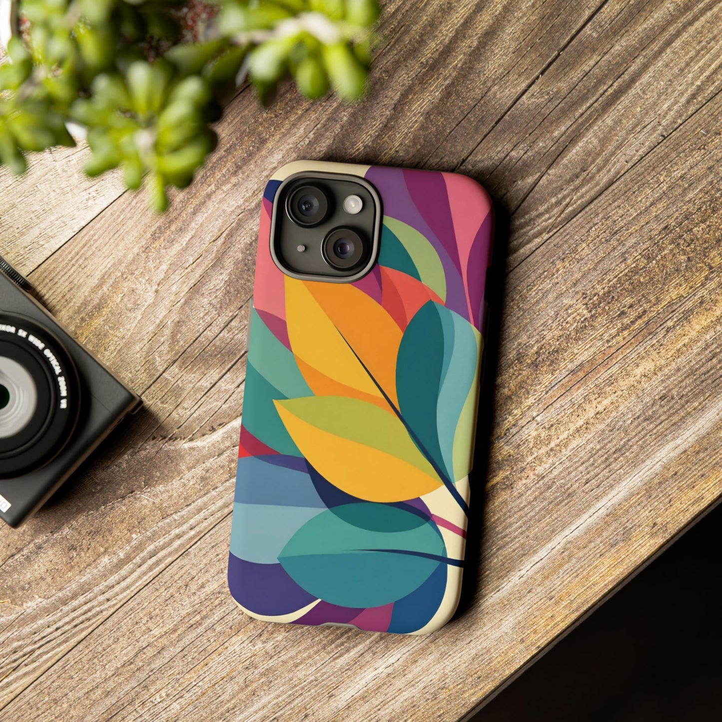 Colorful Leaf Phone Case, Tough TPU Cover, Eco-Friendly Design, Perfect Gift for Nature Lovers, Vibrant Floral Style