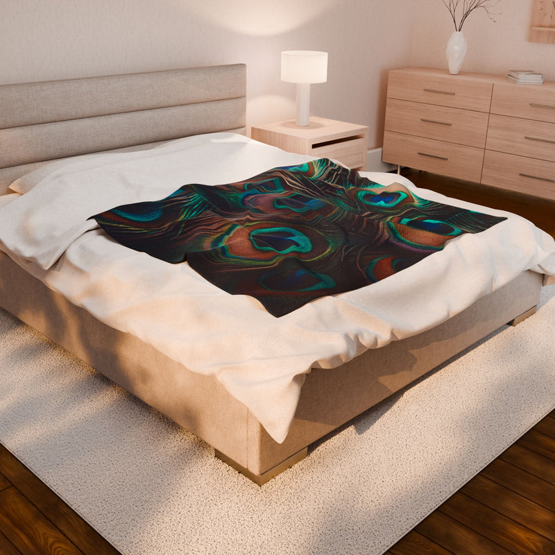 Peacock Velvet Plush Blanket - Cozy Home Decor