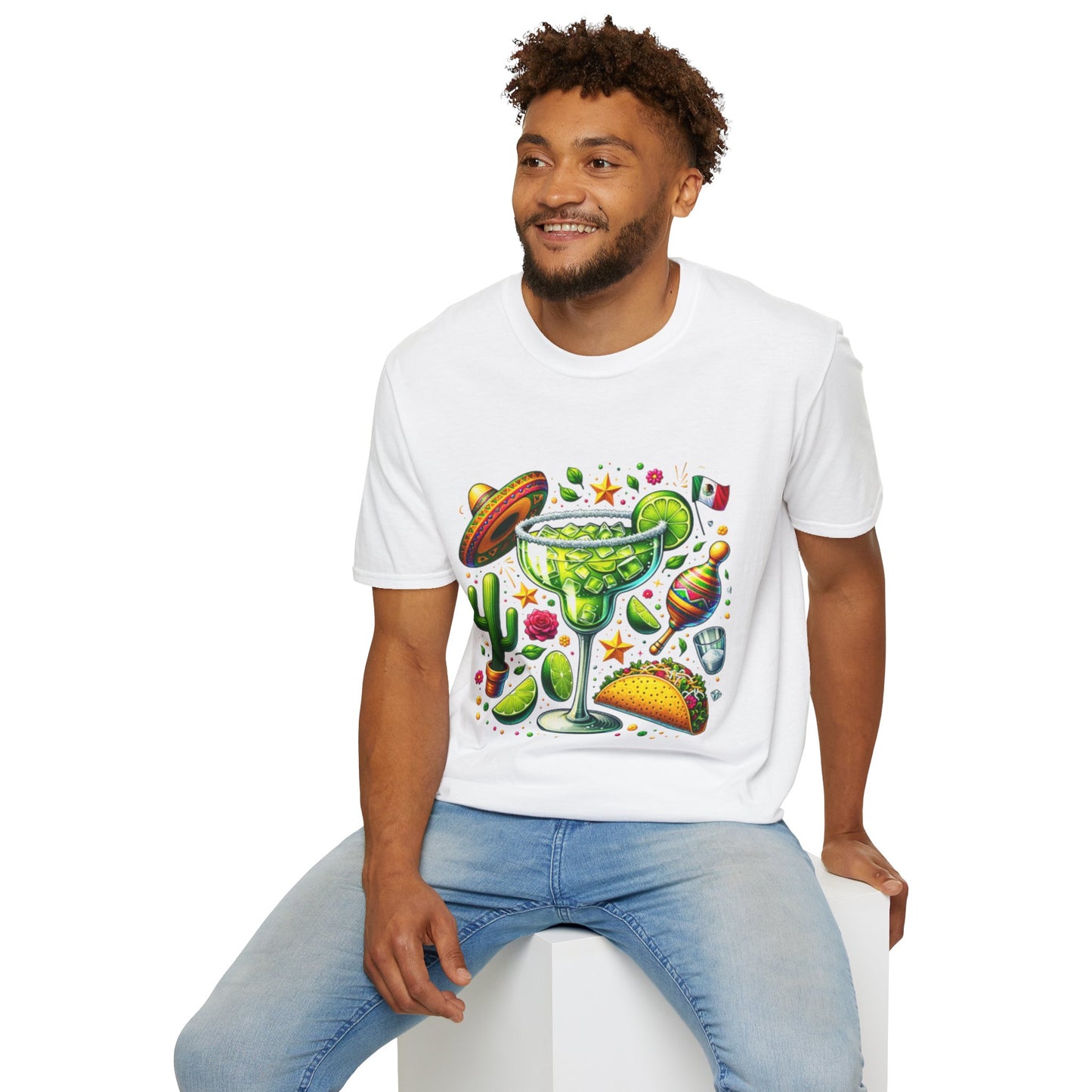 Fiesta Vibes Unisex Softstyle T-Shirt - Colorful Margarita Design