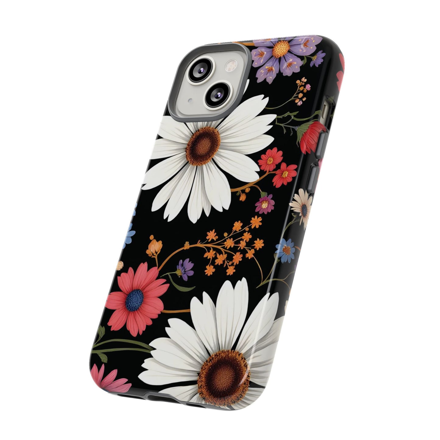 Floral Tough Phone Case - Elegant Daisy Design for Nature Lovers