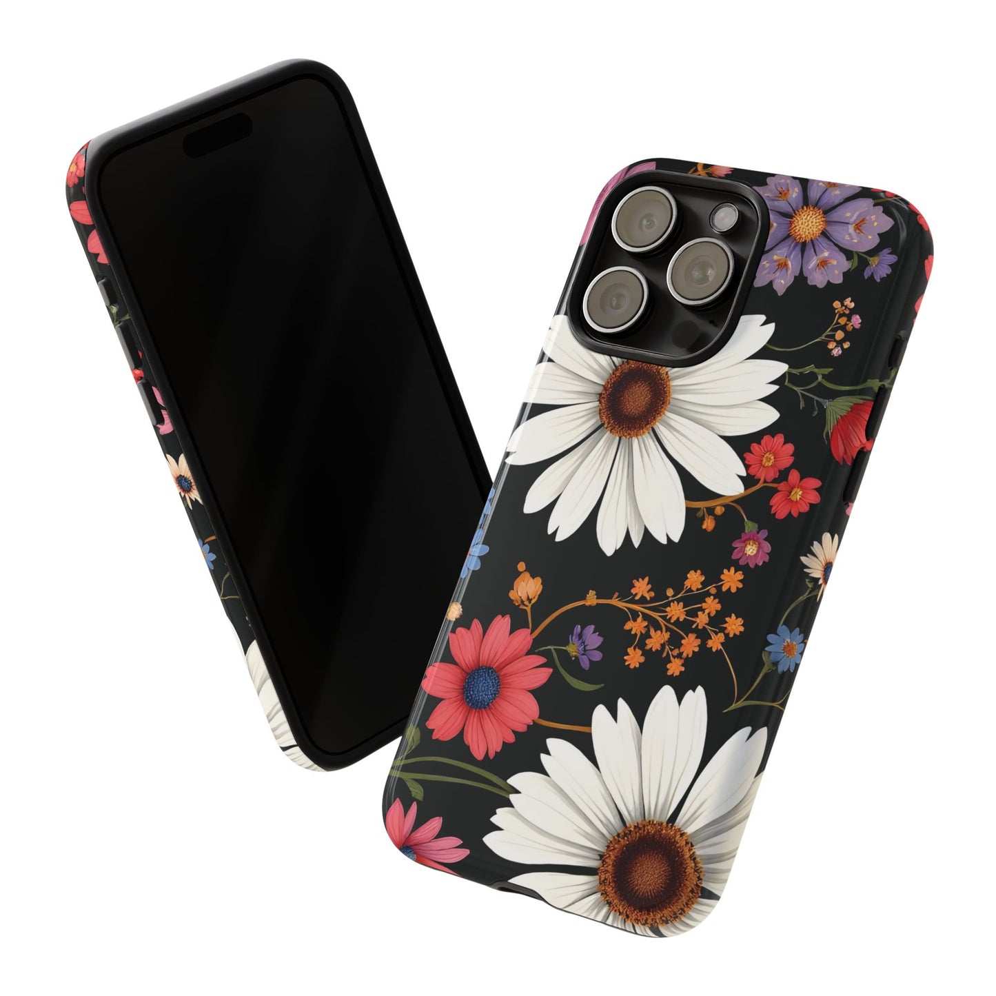 Floral Tough Phone Case - Elegant Daisy Design for Nature Lovers