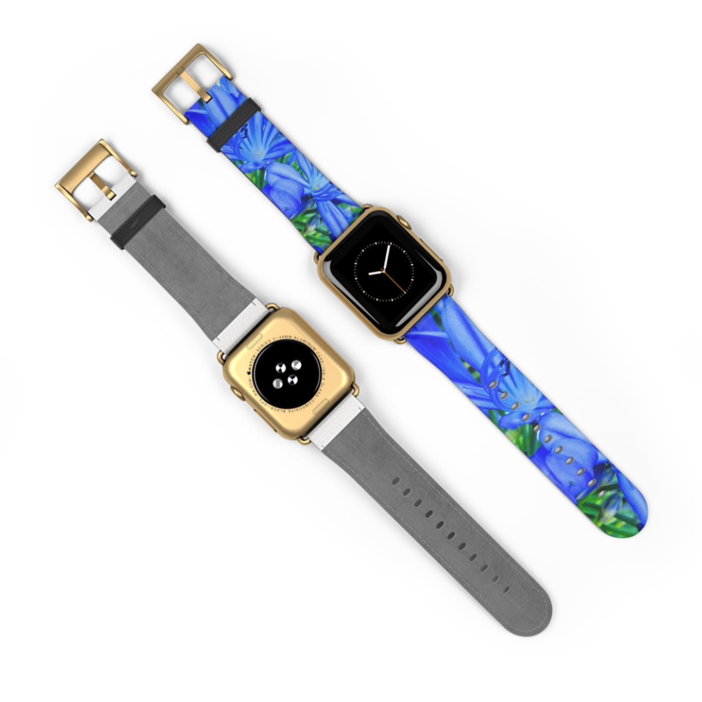 Vibrant Floral Watch Band - Blue Botanical Design for a Stylish Touch