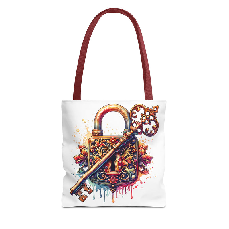 Colorful Key and Lock Tote Bag - Artistic Design for Everyday Use