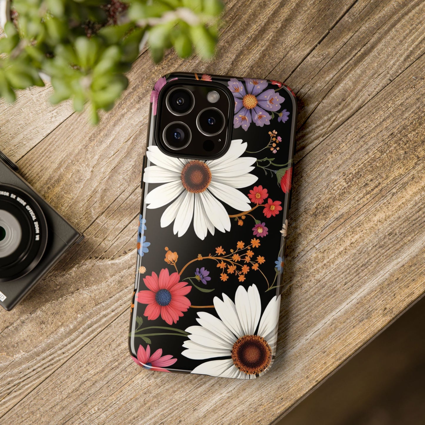 Floral Tough Phone Case - Elegant Daisy Design for Nature Lovers