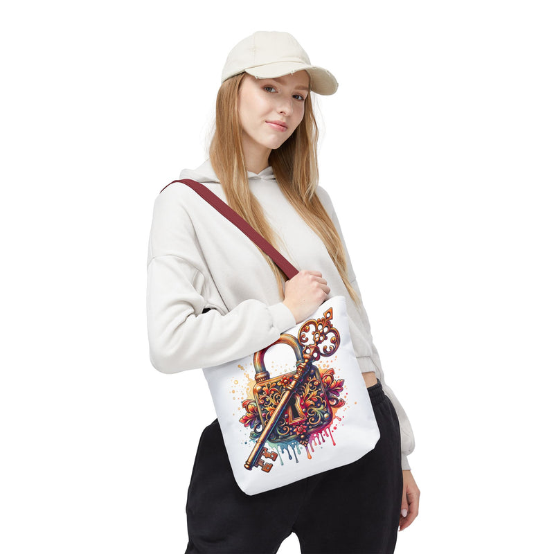 Colorful Key and Lock Tote Bag - Artistic Design for Everyday Use