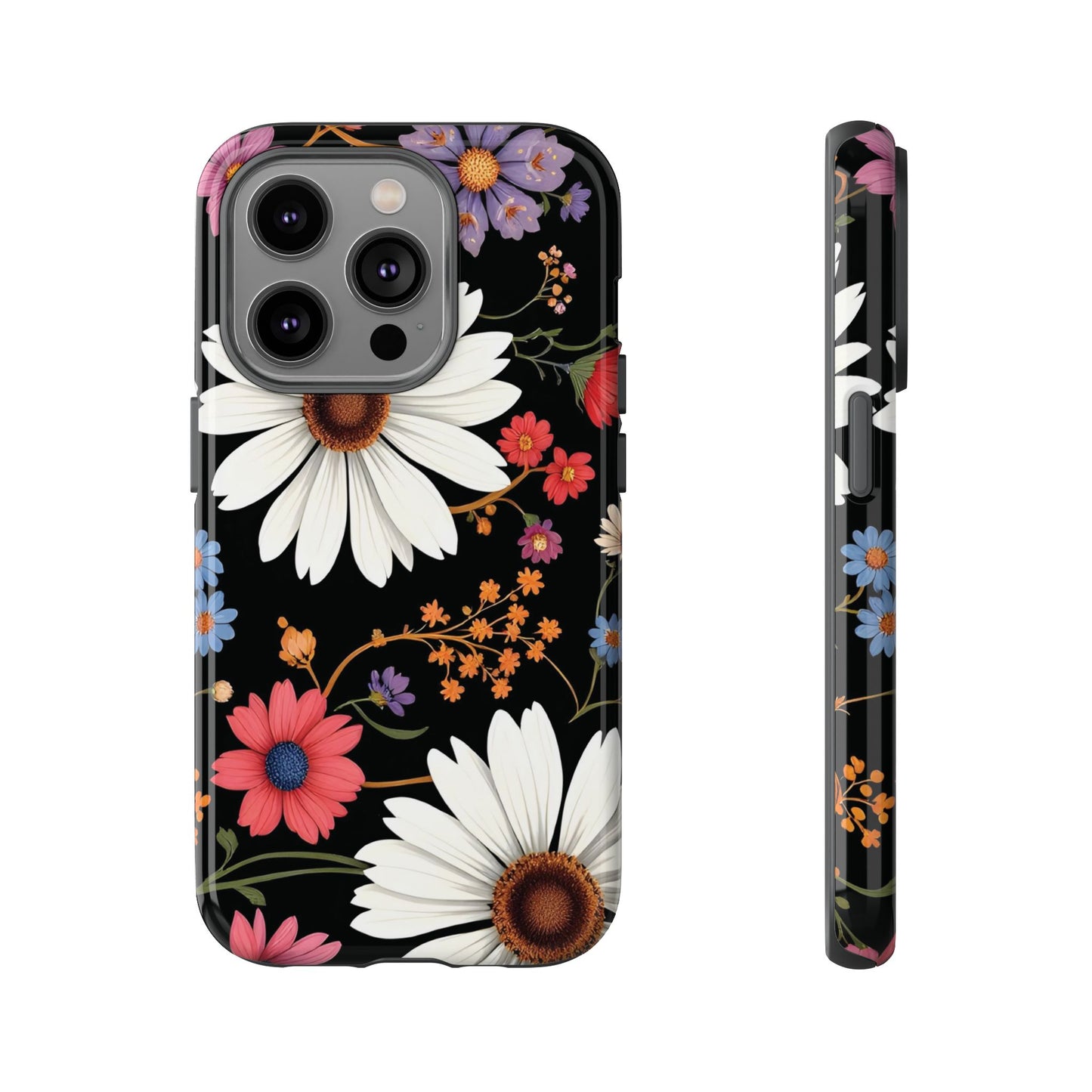 Floral Tough Phone Case - Elegant Daisy Design for Nature Lovers