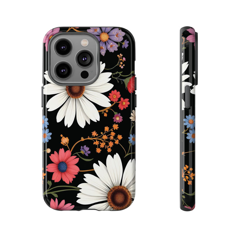 Floral Tough Phone Case - Elegant Daisy Design for Nature Lovers