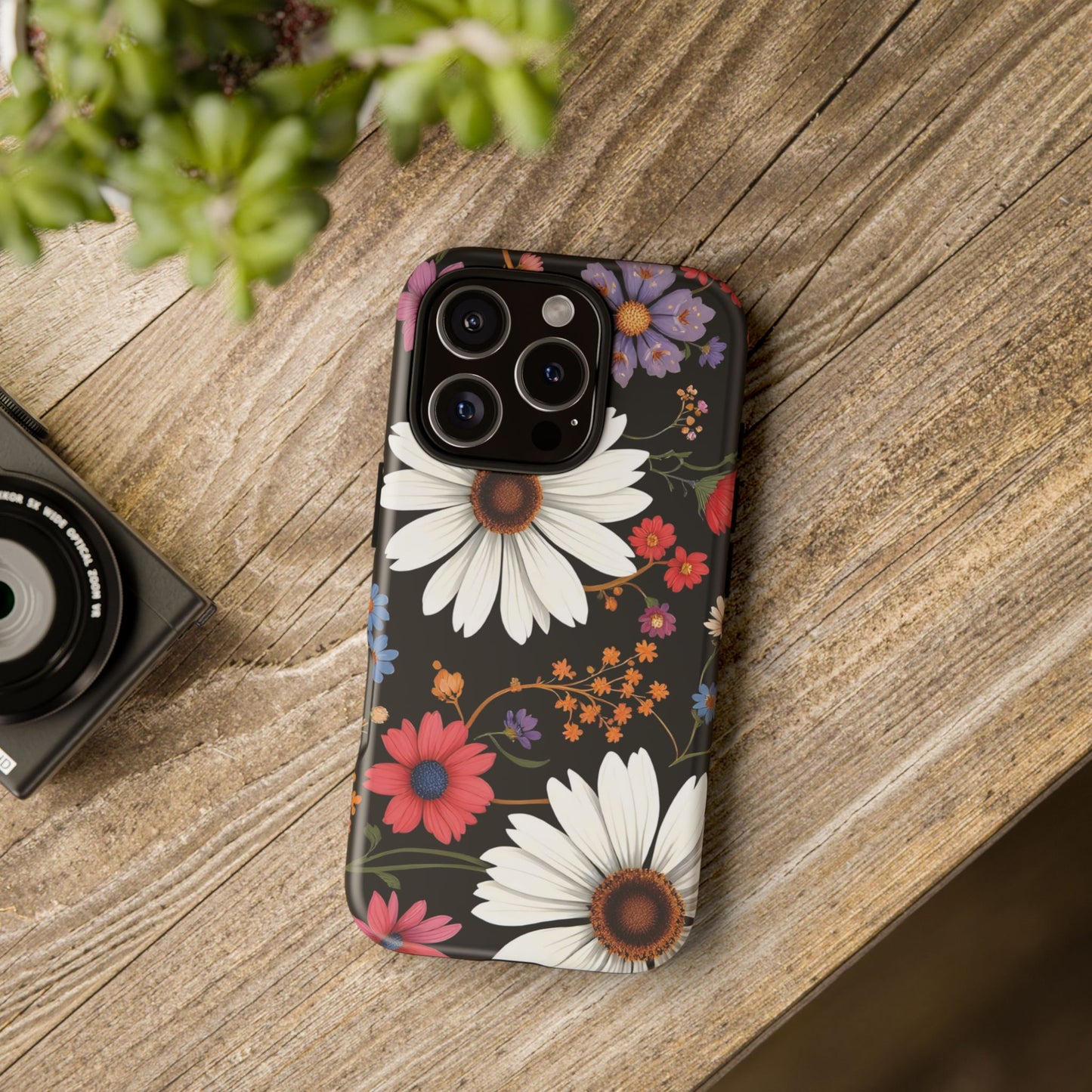 Floral Tough Phone Case - Elegant Daisy Design for Nature Lovers
