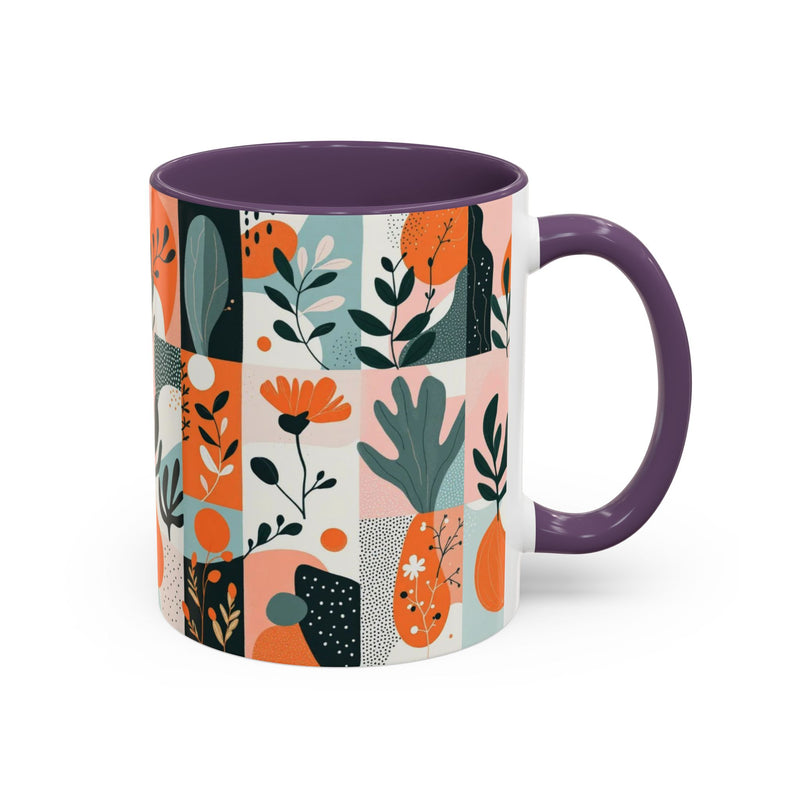 Botanical Accent Coffee Mug - Colorful Floral Design (11, 15oz)