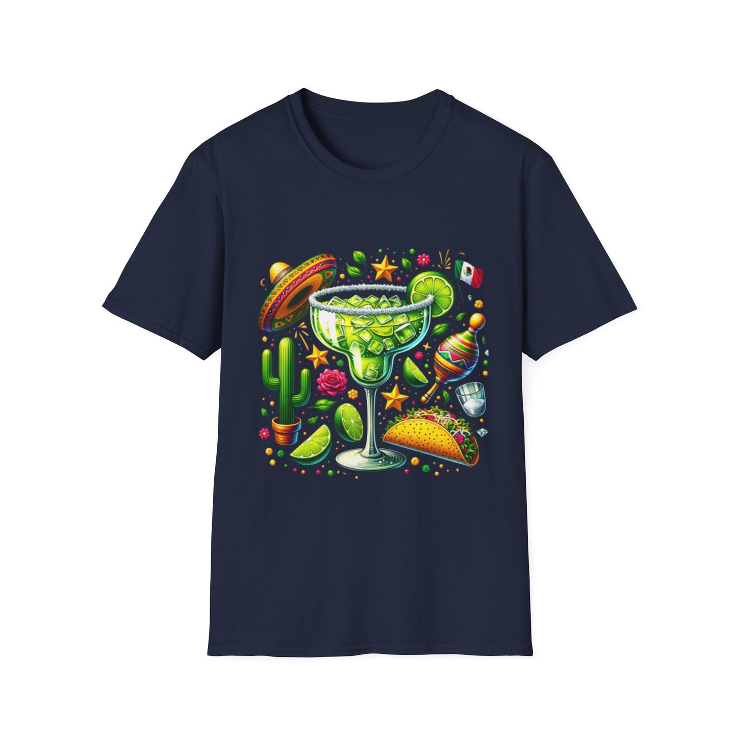 Fiesta Vibes Unisex Softstyle T-Shirt - Colorful Margarita Design