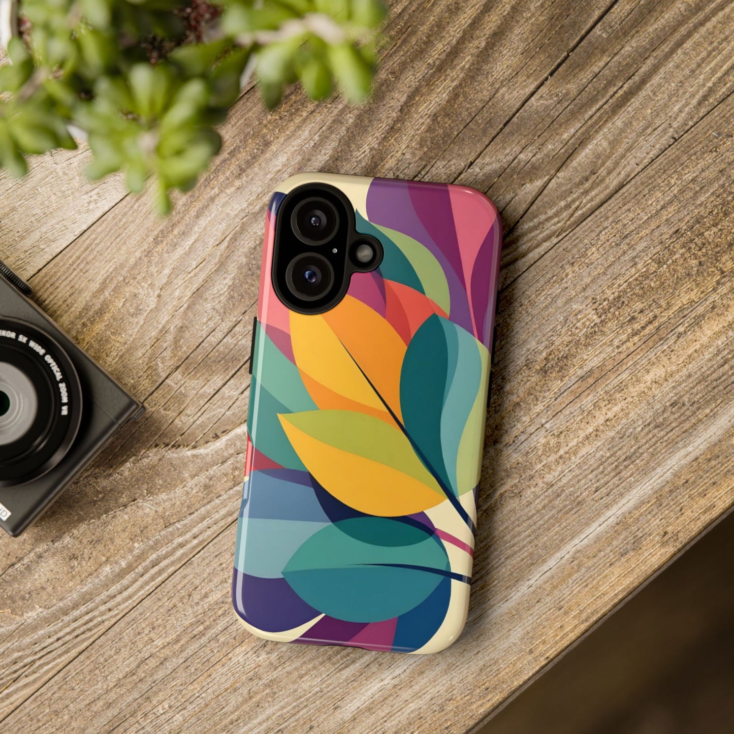 Colorful Leaf Phone Case, Tough TPU Cover, Eco-Friendly Design, Perfect Gift for Nature Lovers, Vibrant Floral Style