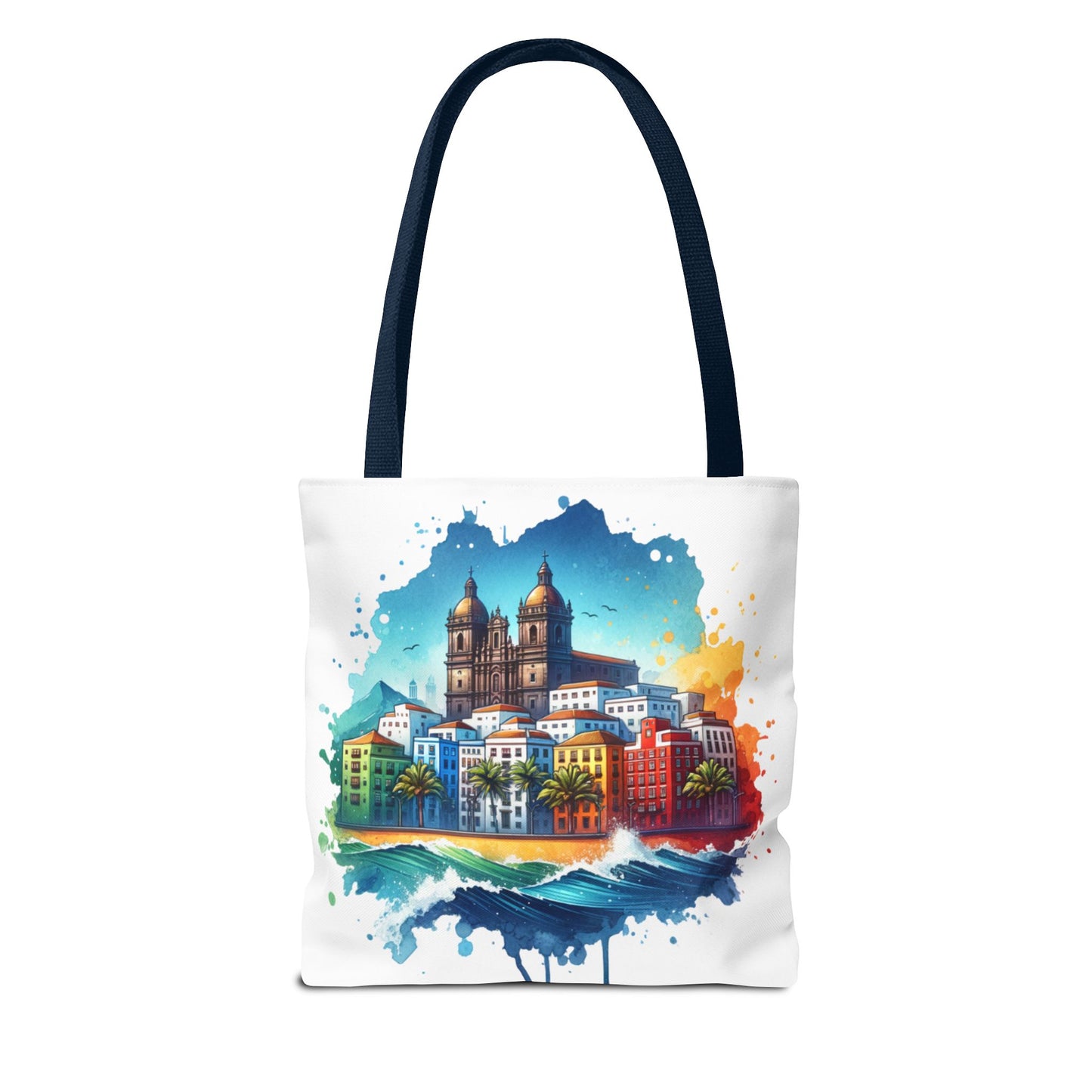 Colorful Coastal City Tote Bag - Vibrant Beach Vibes