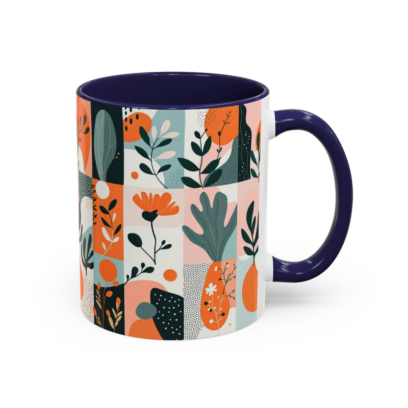 Botanical Accent Coffee Mug - Colorful Floral Design (11, 15oz)