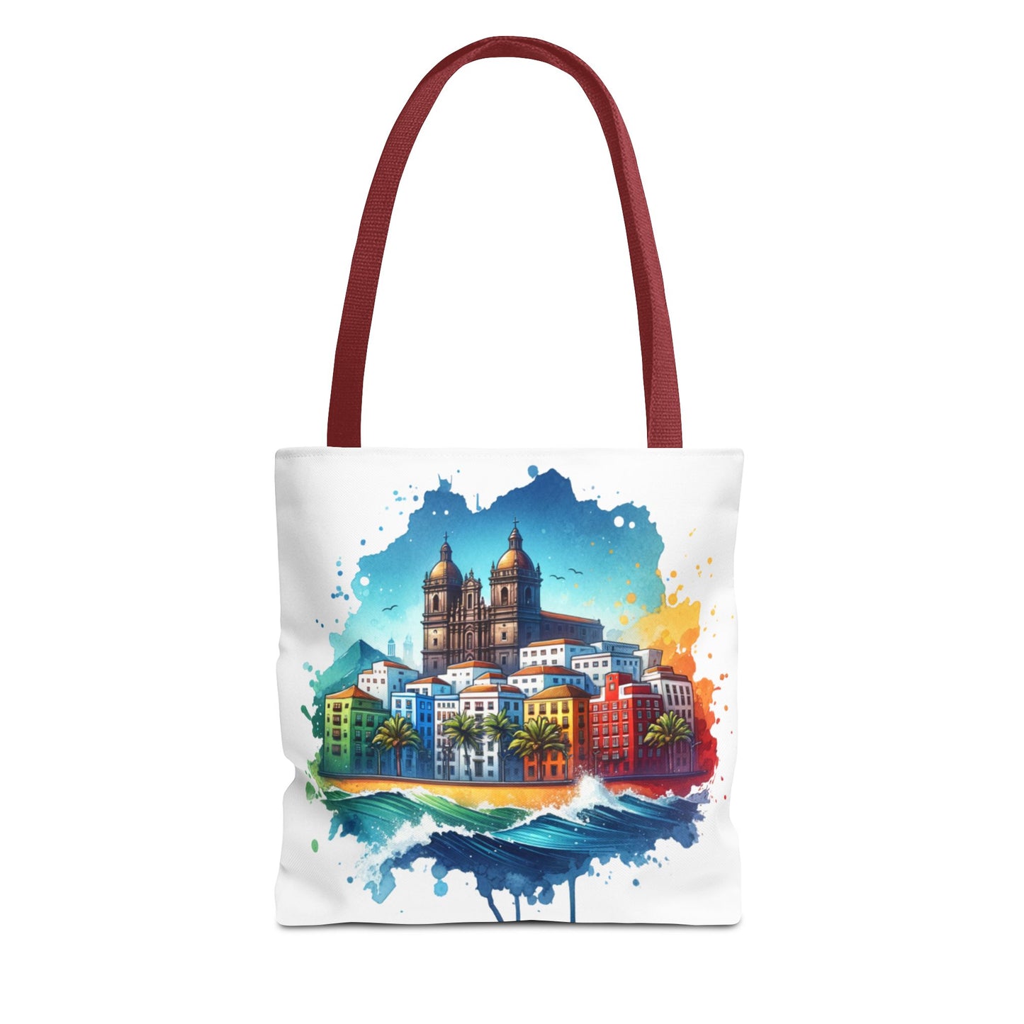 Colorful Coastal City Tote Bag - Vibrant Beach Vibes